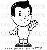 Vector Clip Art of Retro Cartoon Waving Boy in Shorts by Cory Thoman