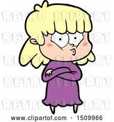 Vector Clip Art of Retro Cartoon Whistling Girl by Lineartestpilot