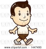 Vector Clip Art of Retro Cartoon White Boy Walking in Shorts by Cory Thoman