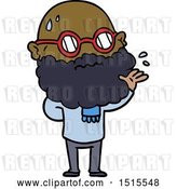 Vector Clip Art of Retro Cartoon Worried Guy with Beard and Spectacles by Lineartestpilot