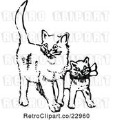 Vector Clip Art of Retro Cat and Kitten by Prawny Vintage