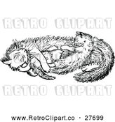 Vector Clip Art of Retro Cat and Kittens by Prawny Vintage