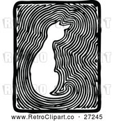 Vector Clip Art of Retro Cat and Lines Around It by Prawny Vintage