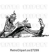 Vector Clip Art of Retro Cat Watching a Guy Read by Prawny Vintage