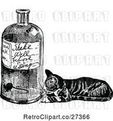 Vector Clip Art of Retro Cat Watching a Mouse in a Bottle by Prawny Vintage