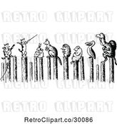 Vector Clip Art of Retro Cats Performing for Animals on Posts by Prawny Vintage