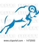 Vector Clip Art of Retro Charging Blue Ram in Style by Patrimonio