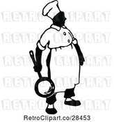 Vector Clip Art of Retro Chef Carrying a Frying Pan by Prawny Vintage