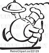 Vector Clip Art of Retro Chef Carrying a Platter by BestVector