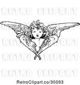 Vector Clip Art of Retro Cherub Angel and Wings by Prawny Vintage