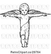 Vector Clip Art of Retro Cherub with Arms out and Wings by Prawny Vintage