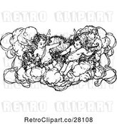Vector Clip Art of Retro Cherubs in a Cloud by Prawny Vintage
