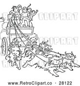 Vector Clip Art of Retro Children on a Cat Drawn Carriage by Prawny Vintage