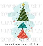 Vector Clip Art of Retro Christmas Tree over Blue by BNP Design Studio