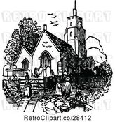 Vector Clip Art of Retro Church and People by Prawny Vintage