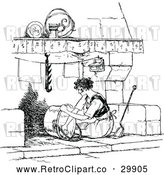 Vector Clip Art of Retro Cleaning a Hearth Pot by Prawny Vintage