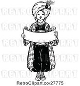 Vector Clip Art of Retro Clipart of a | Arabian Boy Holding a Scroll| Royalty Free Vector Illustration by Prawny Vintage