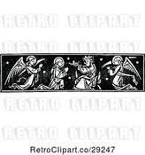 Vector Clip Art of Retro Clipart of a | Border of a Saint Receiving a Crown| Royalty Free Vector Illustration by Prawny Vintage