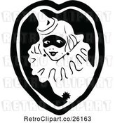 Vector Clip Art of Retro Clown Lady in a Heart by Prawny Vintage