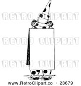 Vector Clip Art of Retro Clown Wearing a Sign by Prawny Vintage