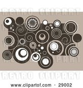 Vector Clip Art of Retro Cluster of Brown and White Swirls and Circles on a Beige Background by KJ Pargeter