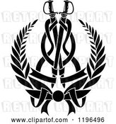 Vector Clip Art of Retro Coat of Arms Wreath with Swords and Ribbons by Vector Tradition SM