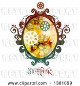 Vector Clip Art of Retro Colorful Oval Steampunk Frame with Gears and Text by BNP Design Studio