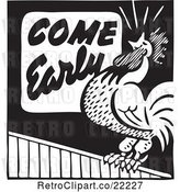 Vector Clip Art of Retro Come Early Rooster Advertisement by BestVector