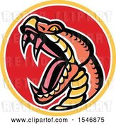 Vector Clip Art of Retro Copperhead Snake Mascot Head in a Circle by Patrimonio