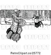 Vector Clip Art of Retro Couple and Lady Ice Skating by Prawny Vintage