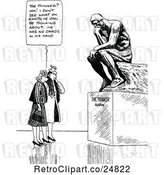Vector Clip Art of Retro Couple and the Thinker Statue by Prawny Vintage
