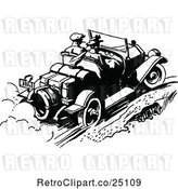 Vector Clip Art of Retro Couple Driving a Convertible Car by Prawny Vintage