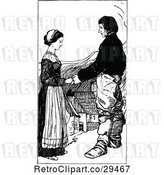 Vector Clip Art of Retro Couple Holding Hands in a Village by Prawny Vintage