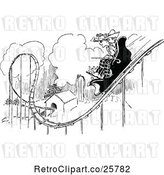 Vector Clip Art of Retro Couple Riding a Roller Coaster by Prawny Vintage