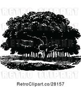 Vector Clip Art of Retro Couple Under a Tree by Prawny Vintage