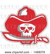 Vector Clip Art of Retro Cowboy Pirate Skull Biting a Knife by Patrimonio
