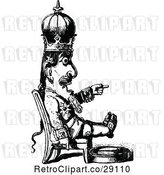 Vector Clip Art of Retro Crazy King Pointing by Prawny Vintage