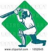 Vector Clip Art of Retro Cricket Batsman Logo - 10 by Patrimonio
