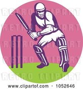 Vector Clip Art of Retro Cricket Batsman Logo - 2 by Patrimonio