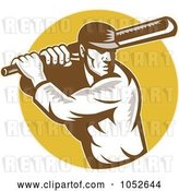 Vector Clip Art of Retro Cricket Batsman Logo - 3 by Patrimonio