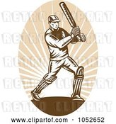 Vector Clip Art of Retro Cricket Batsman Logo - 4 by Patrimonio