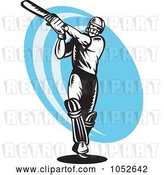 Vector Clip Art of Retro Cricket Batsman Logo - 6 by Patrimonio
