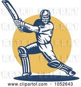 Vector Clip Art of Retro Cricket Batsman Logo - 7 by Patrimonio