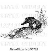 Vector Clip Art of Retro Crocodile Sitting by Prawny Vintage