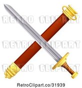 Vector Clip Art of Retro Crossed Sword and Scabbard by AtStockIllustration