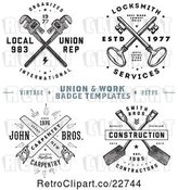 Vector Clip Art of Retro Crossed Tools and Keys with Sample Text by BestVector