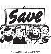 Vector Clip Art of Retro Crowd with a Save Sign by BestVector