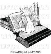 Vector Clip Art of Retro Cupid or Cherub Reading a Book by Prawny Vintage