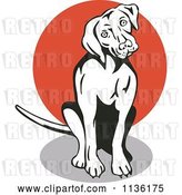 Vector Clip Art of Retro Curious Sitting Dog by Patrimonio