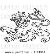 Vector Clip Art of Retro Curly Haired Royal Heraldic Lion by Vector Tradition SM